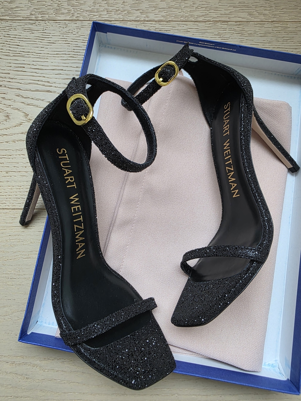 Stuart Weitzman Nudistcurve 100 Sandal Black Size 37.5 AA NIB